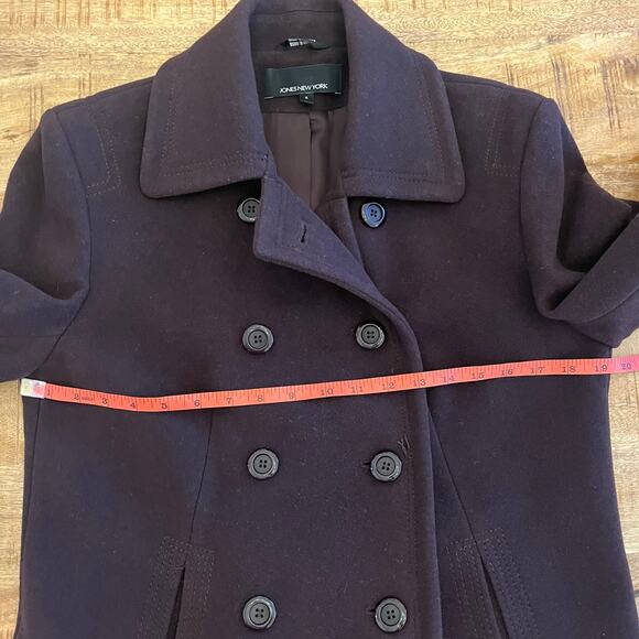 Jones New York Peacoat Size 6 Chocolate Brown Wool Cashmere Blend - Picture 11 of 15